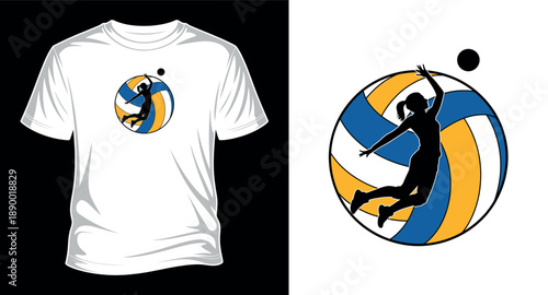 volleyball vector art T-shirt design print templet 