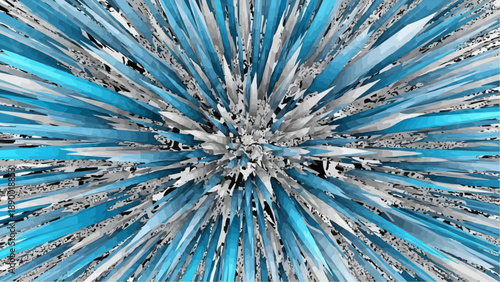 Abstract blue and white radial pattern with vibrant colors and dynamic