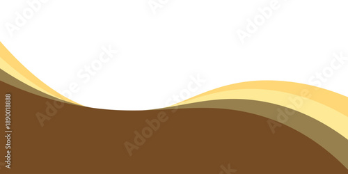 Abstract background with curved layered waves in brown, gold and yellow, which is elegant and modern.
