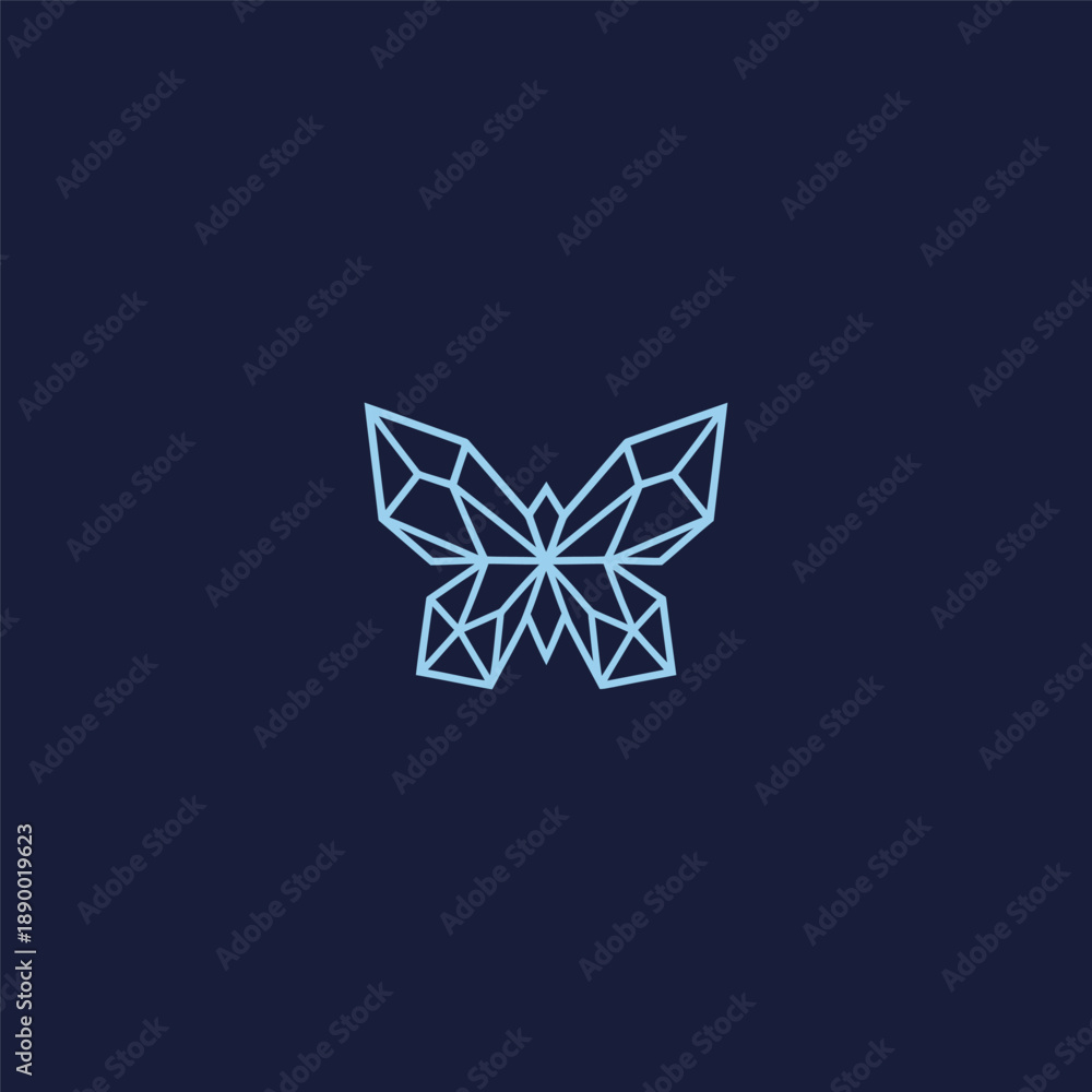 Obraz premium Abstract butterfly crystal logo in elegant and modern minimalist style.