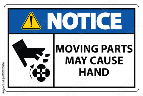 Warning Sign for Moving Parts Hazards in Industrial Settings