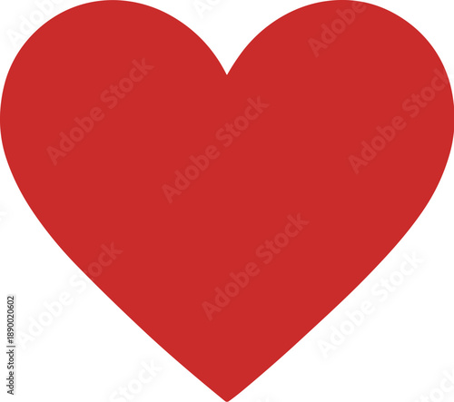 Simple Red Heart Shape Icon on White Background in Flat Style Vector