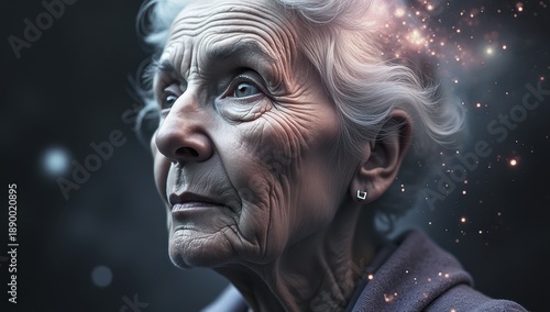 Elderly Woman Portrait With Expressive Wrinkles and Soft Cinematic Light