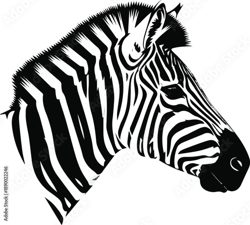 Created on Bold minimal zebra head Silhouette on black and white backgroudn