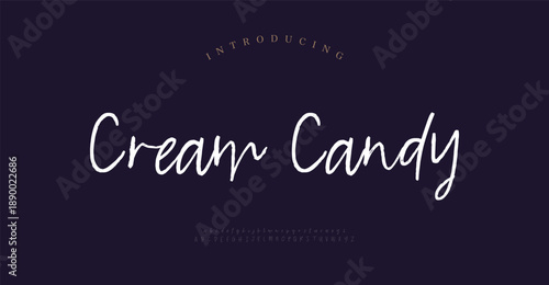 Cream Candy, Script Minimal luxury font alphabet logo. Typography beauty fashion elegant minimalist serif italic fonts decorative wedding vintage retro logos. vector illustration
