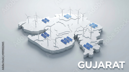 Gujarat State Map Renewable Energy Wind Turbines and Solar