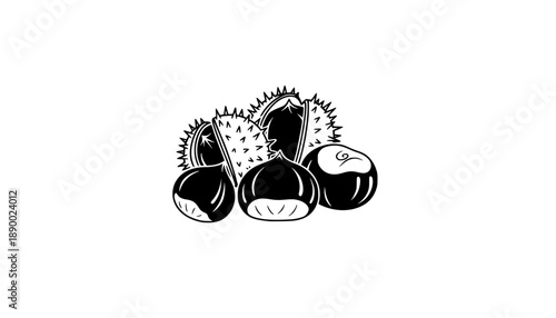 chestnuts flat vector illustration logo icon clipart

