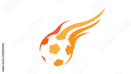 Soccer Ball on Fire with Orange Speed Trails