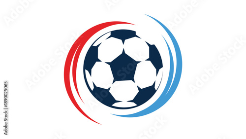 Soccer Ball Icon with Red and Blue Speed Motion Lines
