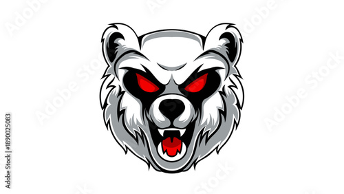 Angry Polar Bear Head Mascot with Red Eyes K