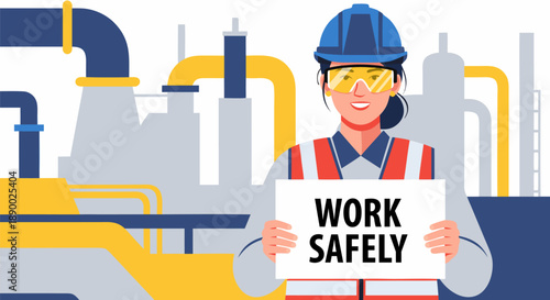 Work Safely Vector Illustration Industrial Safety and Compliance in the Workplace