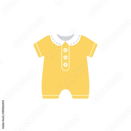 Cute Yellow Baby Romper with White Collar and Buttons.
