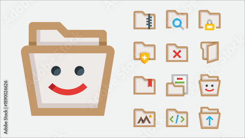 Computer folder and file management icons set