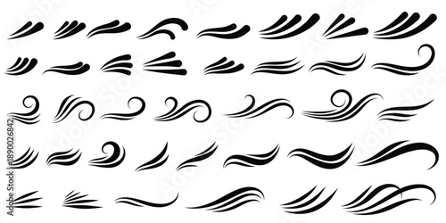 Decorative flourishes and ornament, hand drawn vector swirls, vintage banner or divider elements
