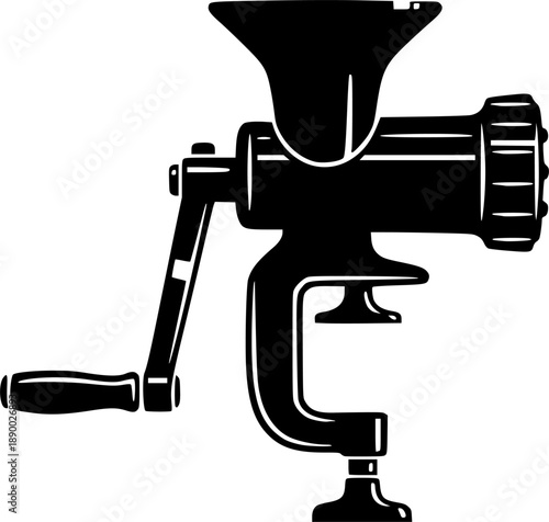 a black silhouette of a meat grinder , vector  