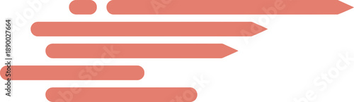 Сhart showing several horizontal bars with rounded ends and arrowheads indicating progress or statistics on white background. Vector illustration