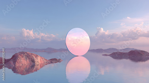Reflective Orb in a Pastel Dreamscape