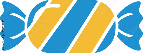Blue and Yellow Wrapped Candy Sweet Treat Flat Icon