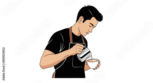 Barista Making Latte Art – Modern Coffee Illustration