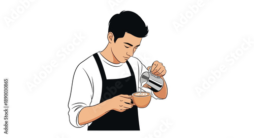 Barista Making Latte Art – Modern Coffee Illustration