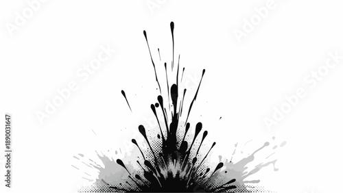 Dynamic black ink splatter effect bursting outward with bold contrast