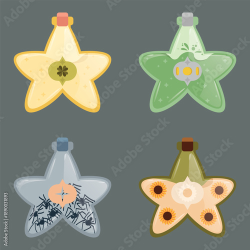 Cute cartoon star-shaped magical game bottles pack