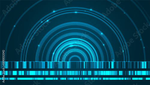 Abstract technology big data visualization. Innovation future data. Digital circles of particles. Graphic concept for your design