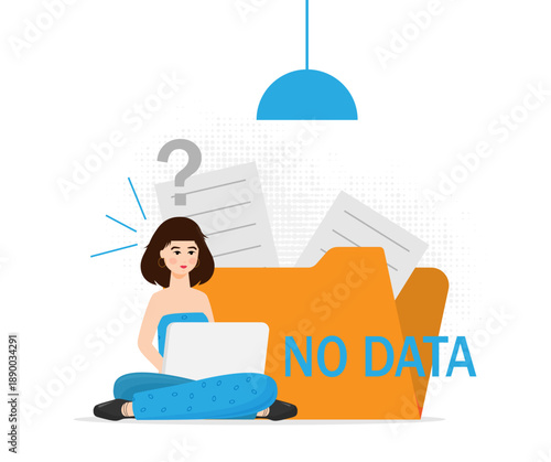 No data concept illustration with girl,flat design
