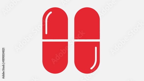 Red Pills or Capsules on White Background.