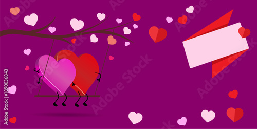 couple preparing wedding. card or banner Valentine day. Two loving hearts couple. Valentine couple. Cute characters of lovers. Vector illustration.