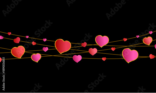 heart. a love.  a postcard or banner for Valentine's Day. A pair of loving hearts. garlands of balloons. the couple is preparing for the wedding.  Vector illustration.