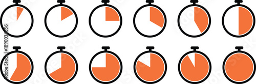 Infographic elements of orange pie charts in oval frames
