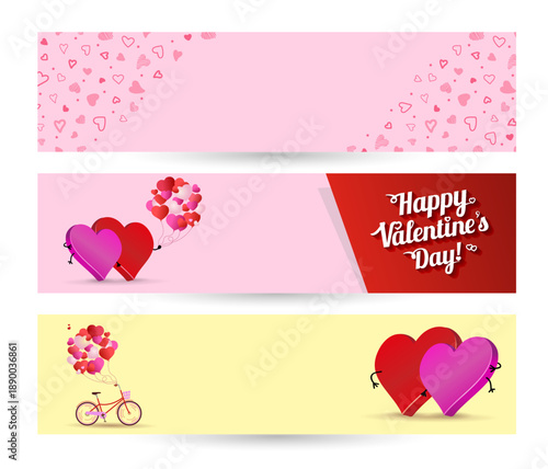 card or banner Valentines day. Two loving hearts couple. Valentine couple. Cute characters of lovers on background. Vector illustration.