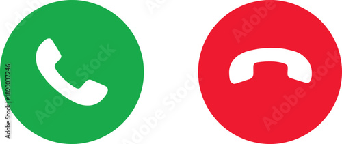 Green and red phone icons for answering and hanging up