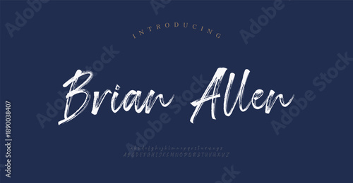 Brain Allen, Script premium luxury elegant alphabet letters and numbers. Elegant wedding typography classic serif font decorative vintage retro. Creative vector illustration
