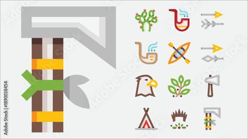 Native American Culture Icons Set