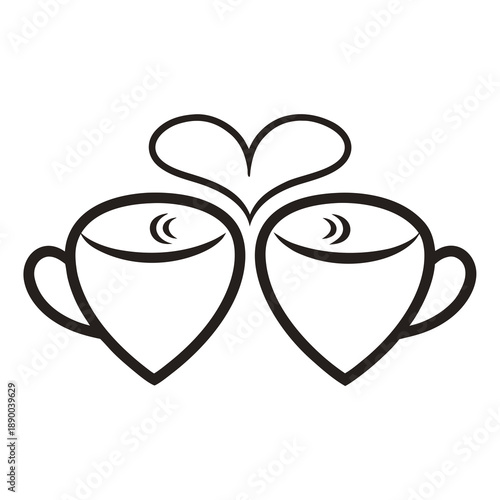 Valentine Coffee Love Line Art