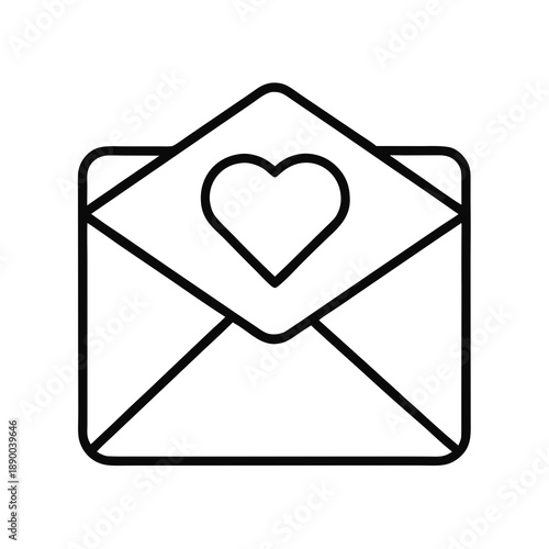 Valentine Love Envelope Line Art