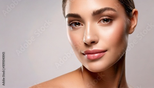 Clean Beauty Portrait with Soft Studio Lighting and Natural Skin
