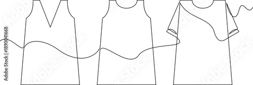 one line art Shift Dress vector illustration. line art, one continuous line, simple, hand drawn and sketch style. for icons, symbols, signs or logos. PNG