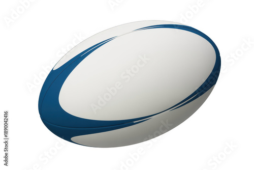 White and blue rugby ball sports isolated on a transparent background