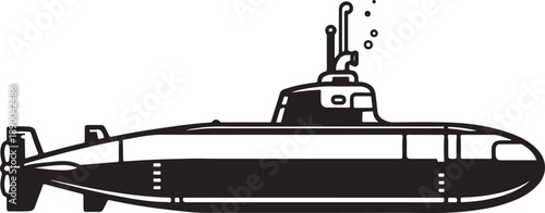 Submarine Sailing Through Water with Bubbles