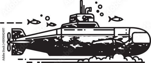 Detailed Diagram of Submarine Interior and Exterior Components