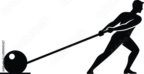 a silhouetted depiction of a male athlete vigorously engaged in the sport of hammer throw demonstrating power and technique high quality