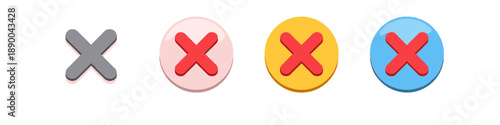 Set of four different cross icons representing rejection, error, or incorrect choices