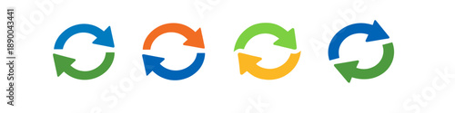 Set of four colorful circular arrow icons representing refresh, recycle, and repeat actions