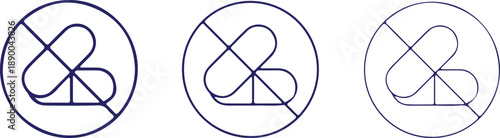 no pill medication prohibition bule line icon set vector illustration design 