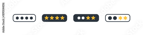 Password input field icons showing different levels of security and completion