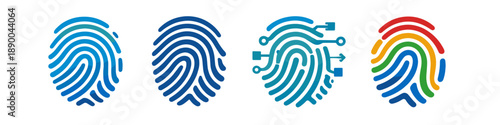 Collection of diverse fingerprint icons representing identity, technology, and security concepts