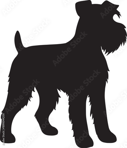 Simple black silhouette of a seated dog with floppy ears and a tail
